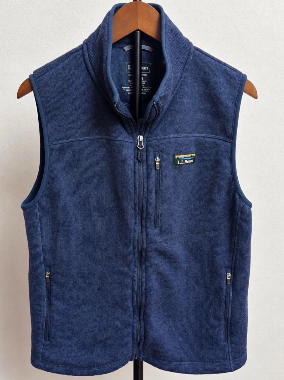 L.L.Bean Sweater Fleece Vest Men’s L Navy Full Zip Hiking Layer